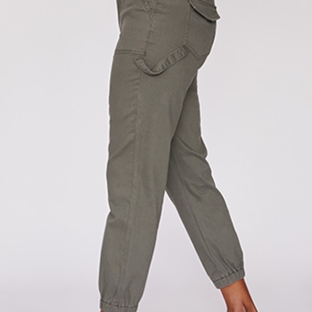 Olive Joggers with Elastic Waistband and Ankle Cuffs